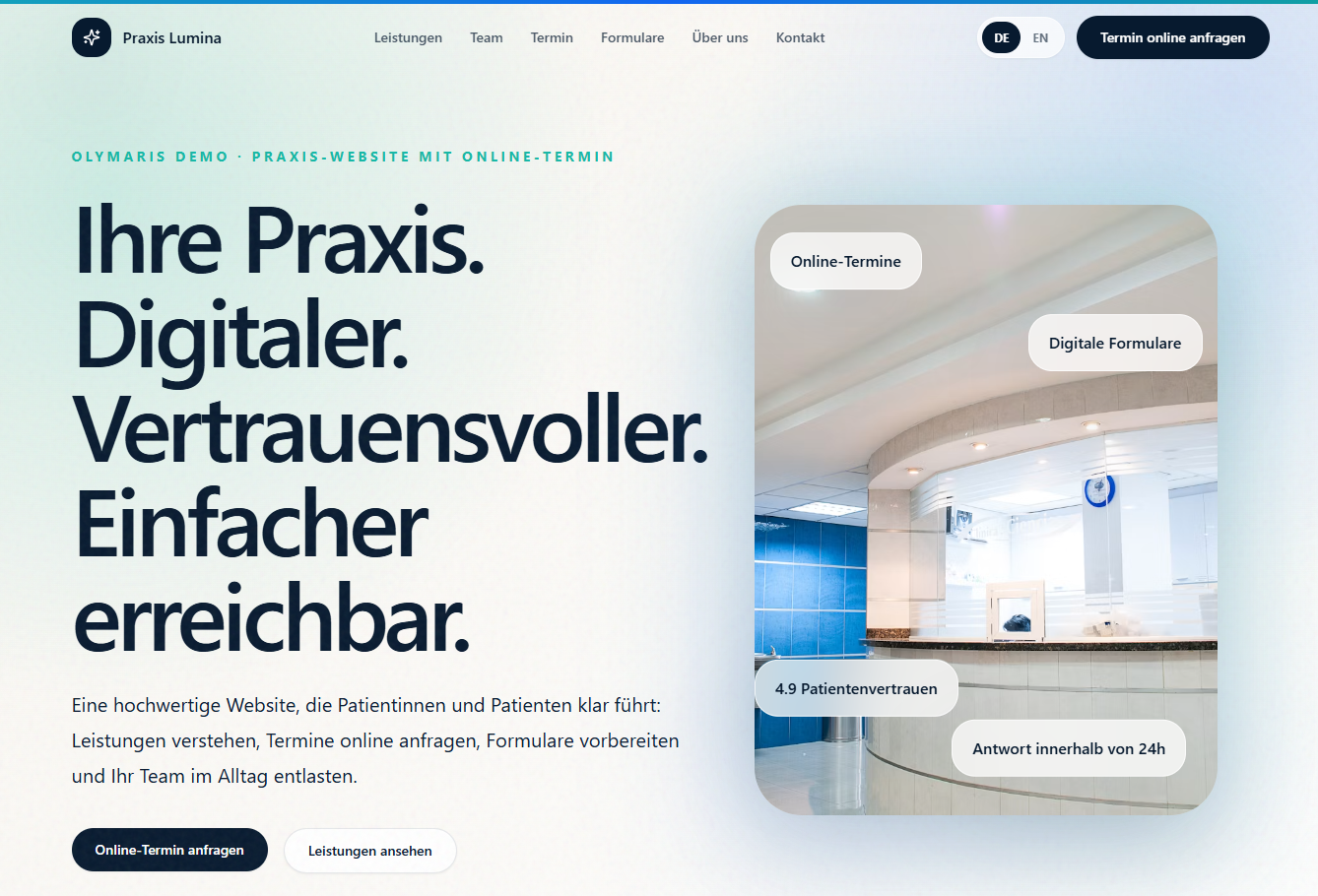 Praxis Lumina – Moderne Praxis-Website mit Online-Termin